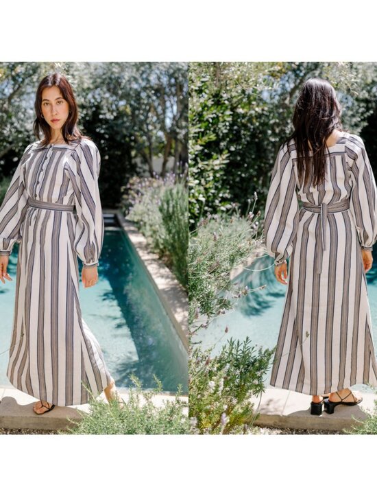 Horses Atelier Dresses & Skirts - Horses Atelier "Blouson" Striped Maxi Dress in Soleil, size "3" (fits like Small